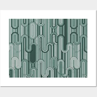 Retro Wavy Stripes - Sage Green Pattern Posters and Art